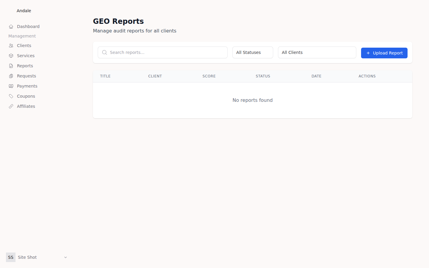 Report delivery, managed from the same panel