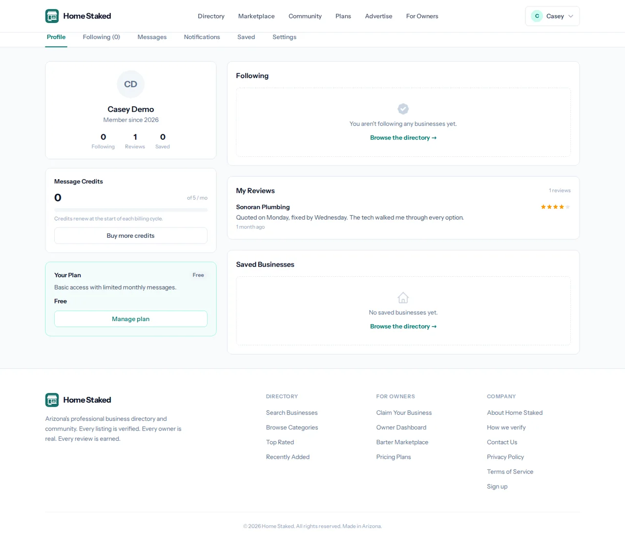 The customer dashboard: requests, favorites and billing