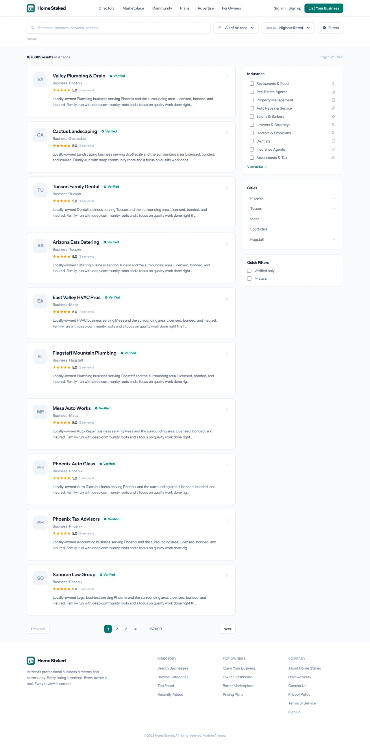 Directory search: verified listings, ratings and filters