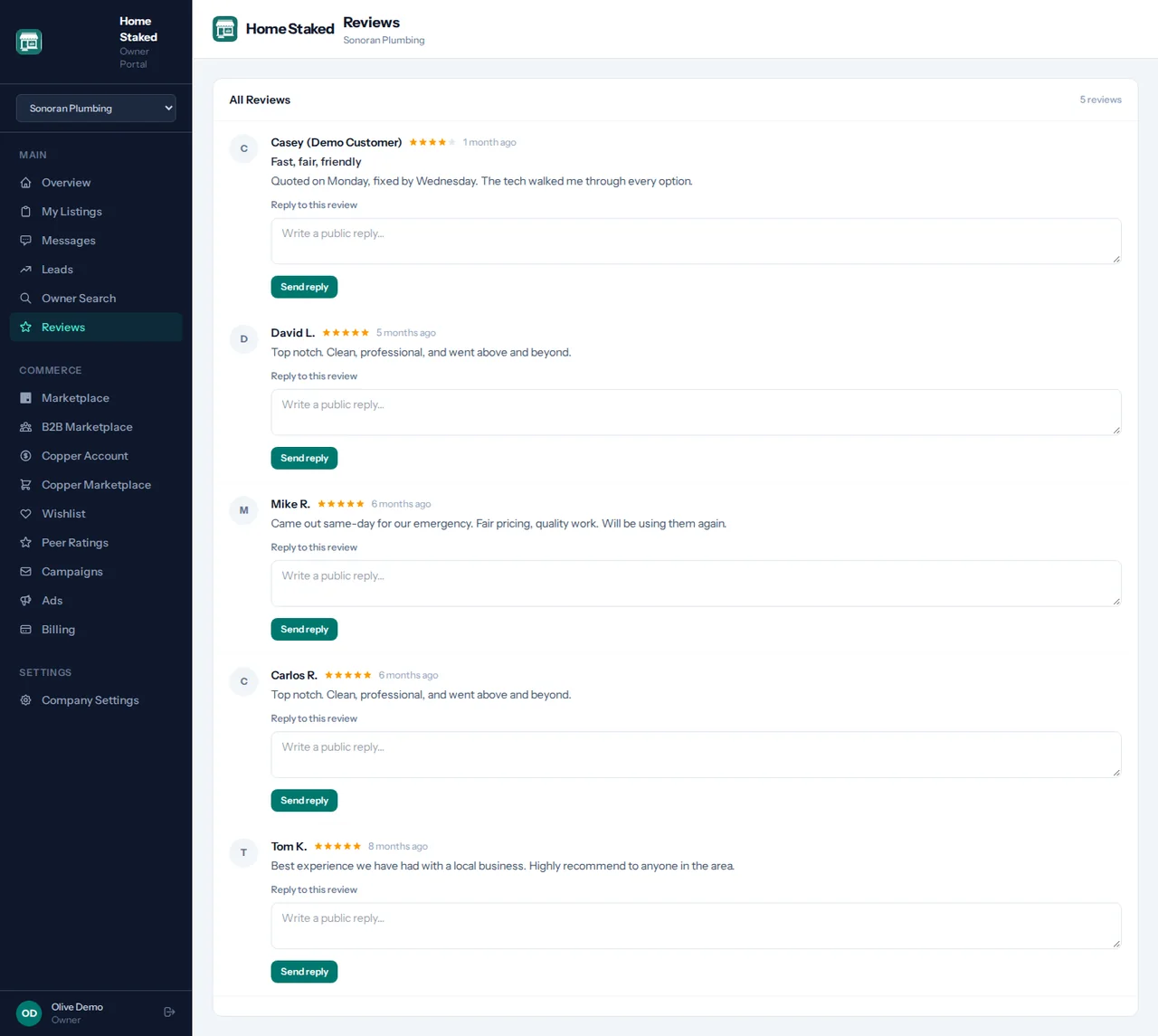 Owner-side review management