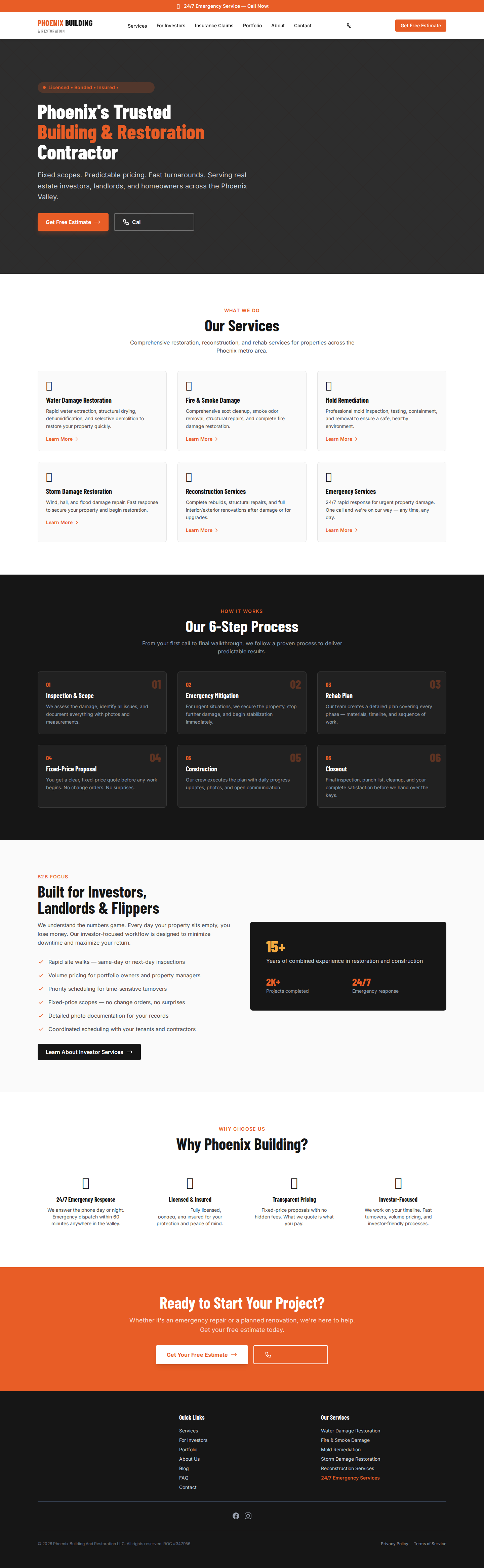 The public site: brand, services and the quote flow
