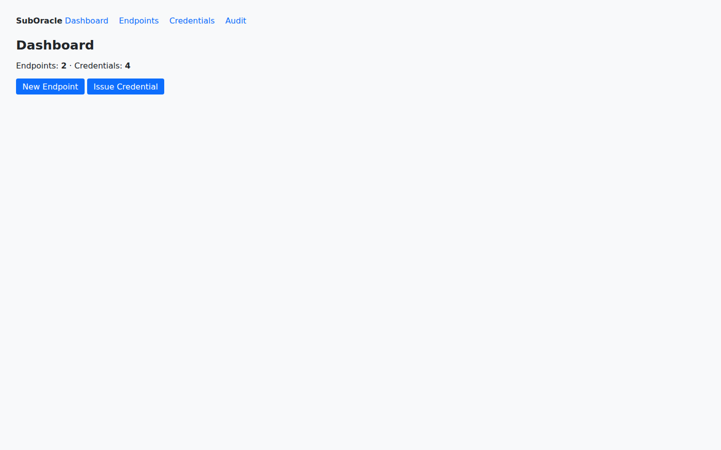The dashboard: endpoint and credential counts at a glance